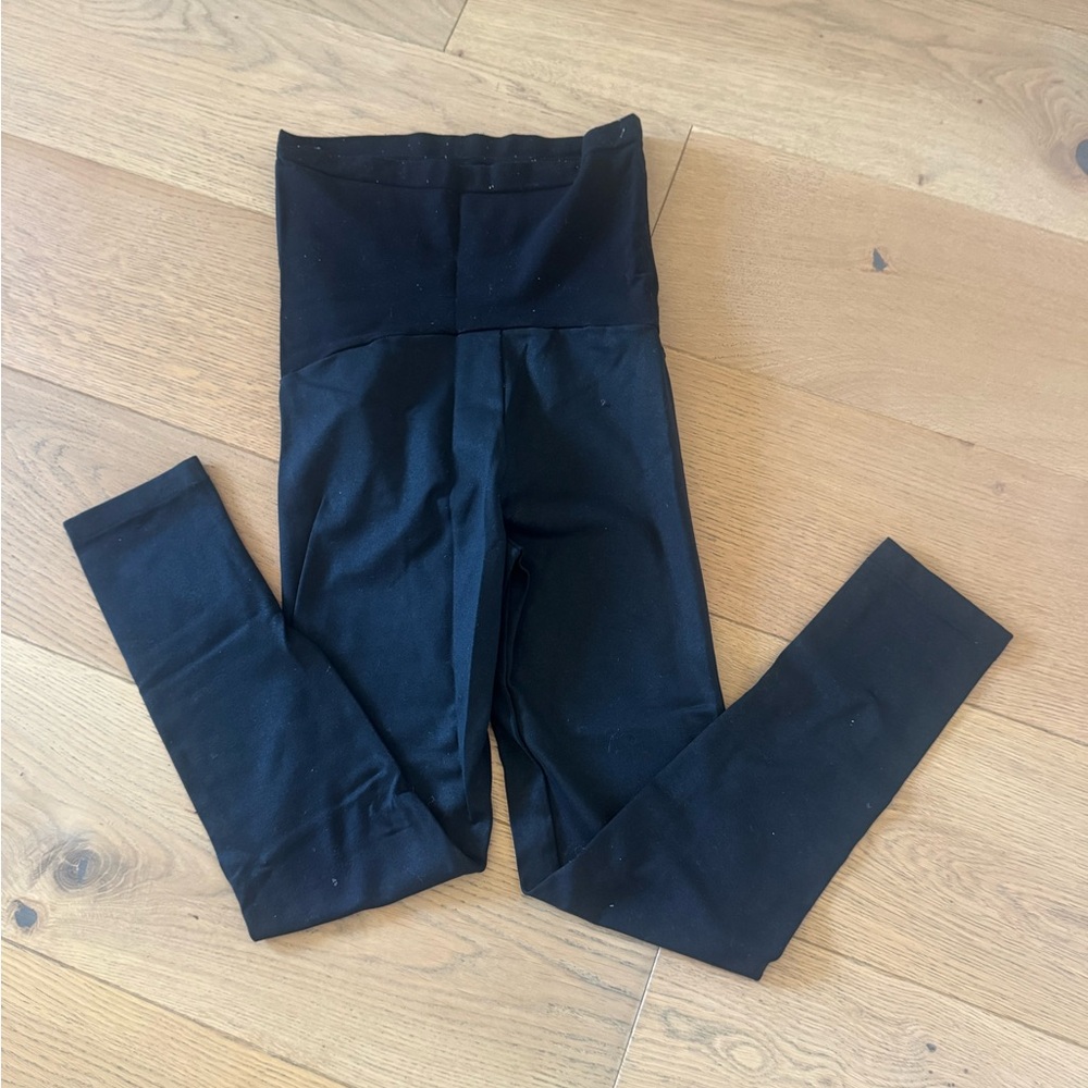 Black Coated Maternity Leggings
